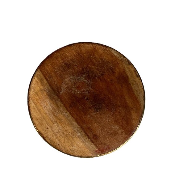 Vintage Handcrafted Wooden Trinket Box W/ Intricate Brass Inlay Lid - Picture 6 of 9